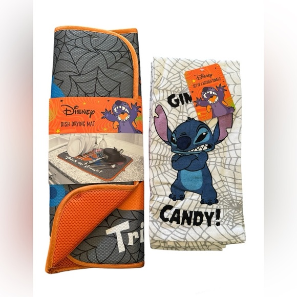 Disney Halloween Stitch Bundle Drying Dish Mat And 2 Pack Kitchen Towels. - Picture 1 of 2